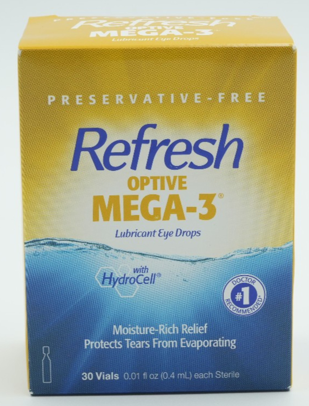 Refresh Optive Mega-3 Lubricant Eye Drops 30 Single-Use Containers Exp 05/2027+